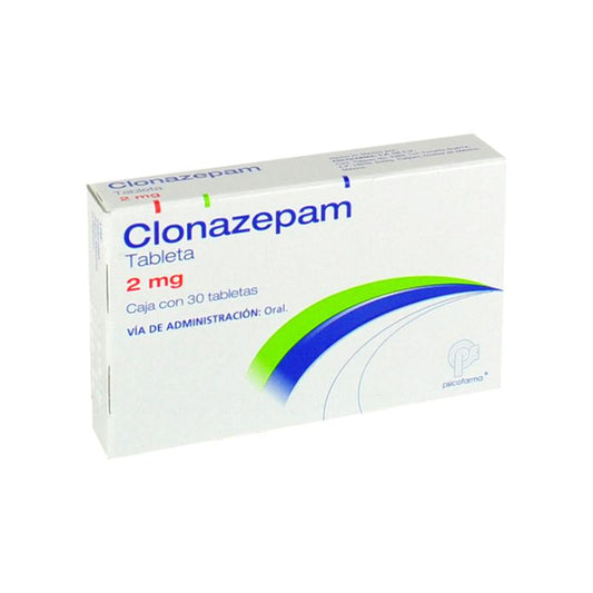 Paquete de Clonazepam 2 mg tabletas