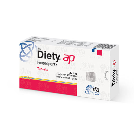 Paquete de Diety AP con Fenproporex 20 mg, 30 tabletas