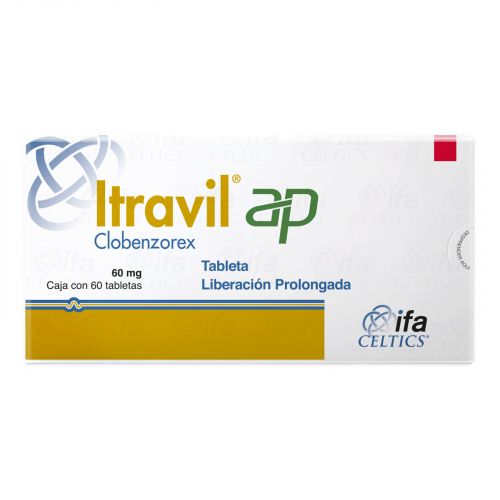 Paquete de Itravil AP con Clobenzorex 60 mg, 60 tabletas
