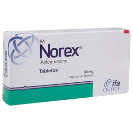 Paquete de Norex con Anfepramona 50 mg, 30 tabletas